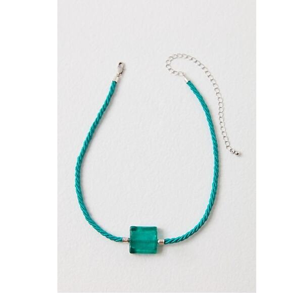 Free People Sunshine Express Choker Teal NWT Glass Bohemian Necklace Layering - Picture 4 of 11